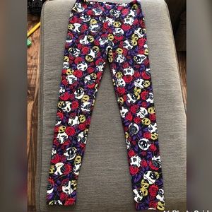 Rare Skulls Rose Halloween Leggings Lularoe OS EUC